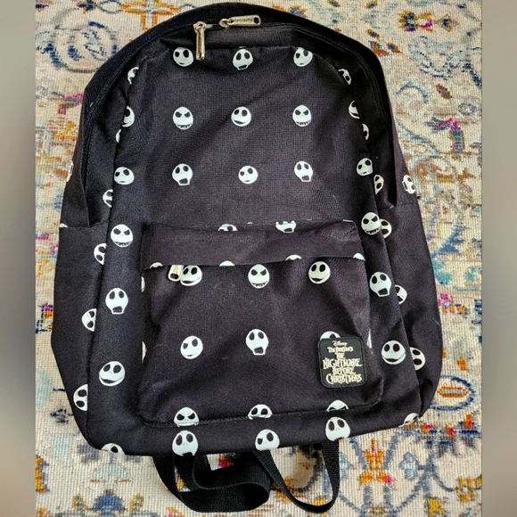 Loungefly Disney "The Nightmare Before Christmas" Jack Head Print Nylon Backpack - Picture 1 of 10